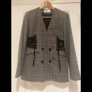 LF Seek the Label double breasted corseted plaid blazer